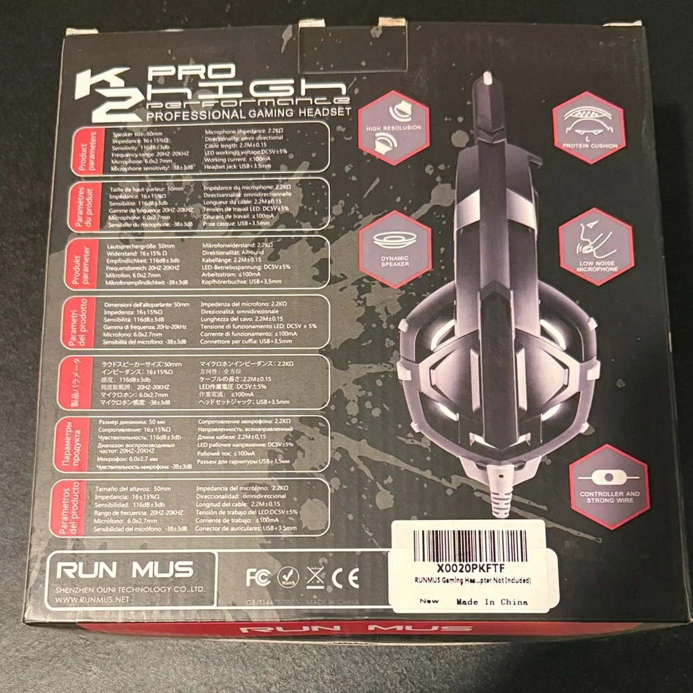 K2 Pro Gaming Headset - Black and Red